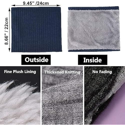 ehsbuy Fleece Neck Warmer Thermal Snoods Unisex Thick Winter Cold Weather Knitted Circle Scarf for Cycling Motocycle Sports(Navy) — view 5