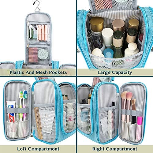 PAVILIA Hanging Travel Toiletry Bag Women Men | Hygiene Bag, Bathroom Toiletry Organizer Kit for Cosmetics, Makeup, Toiletries Accessories (Turquoise) — view 6