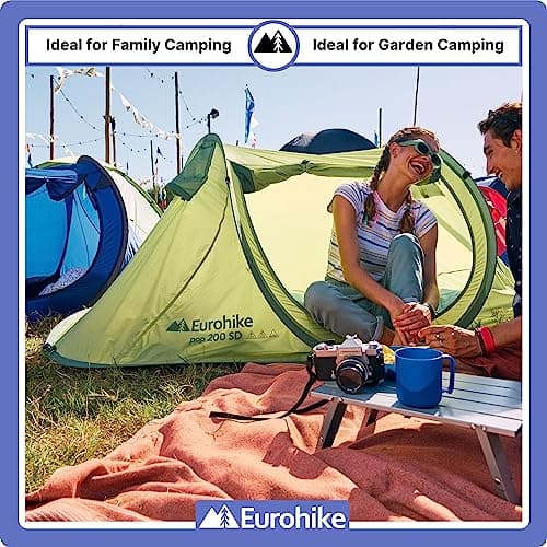Eurohike Pop 200 Tent for 2 People with Sewn in Groundsheet, 2 Man, Easy to Pitch, Pop-Up Design, Lightweight (Green) — view 6