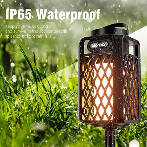 blonbar Led Flame Speaker,Outdoor Bluetooth Speaker with Torch Atmosphere,10W Outdoor Portable Stereo Speaker,IP65 Waterproof Torch Lights for Patio Home Decor,Ideal for Men Women Couples Dads Moms — view 2