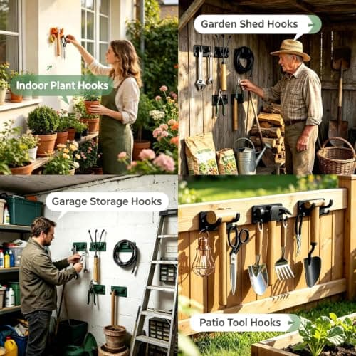 10 Pack Wall Mount Utility Hooks,Garage Shed Garden Kitchen Tool Holders — view 2