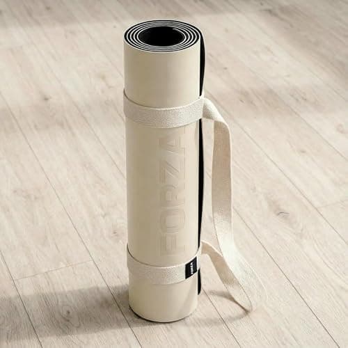 FORZA Yoga Mat Carry Strap – Adjustable Non-Slip Polyester Sling for Easy Yoga & Pilates Mat Transport, Lightweight & Comfortable for Studio, Gym & Travel (Beige) — view 3