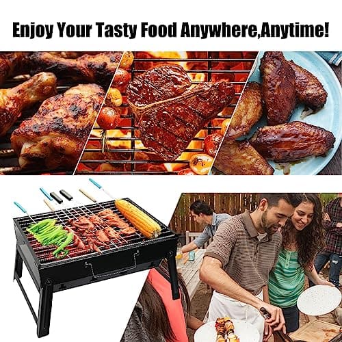 AGM Charcoal Barbecue, Portable BBQ Grill, Small Coal BBQ for Camping — view 6