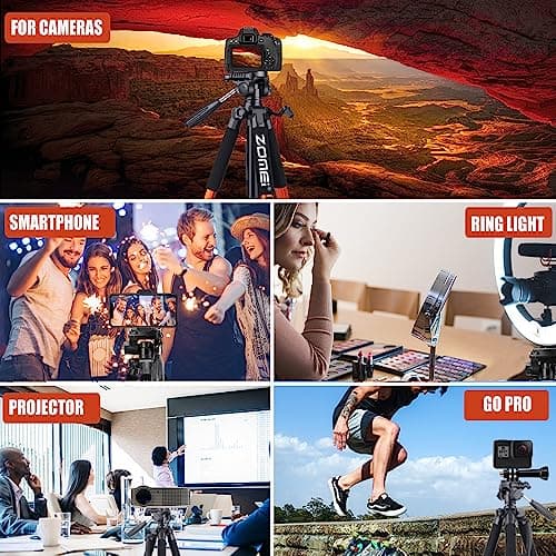 ZOMEI 188cm/74" Aluminum Extra-high Lightweight Travel Camera Tripod Orange — view 2