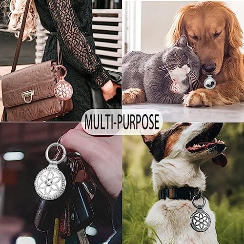 GKKBUFF Airtag Holder,AirTag Sleeve,Airtag Keychain Case,Apple AirTag Tracker,AirTag Key Ring,AirTag Protective Case,Airtag Keychain,Metal Jewelry Badge AirTag Case for Kids Boys Women (1*Rose) — view 6
