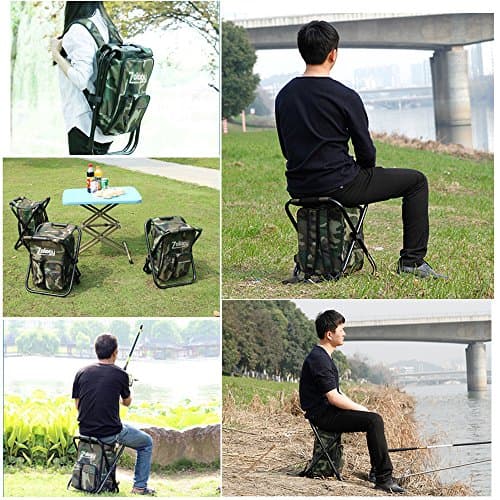 Zology Folding Camping Chair Stool Backpack with Cooler Insulated Picnic Bag, Camouflage Portable Hiking Seat Table Bag for Outdoor Indoor Fishing Travel Beach BBQ — view 6