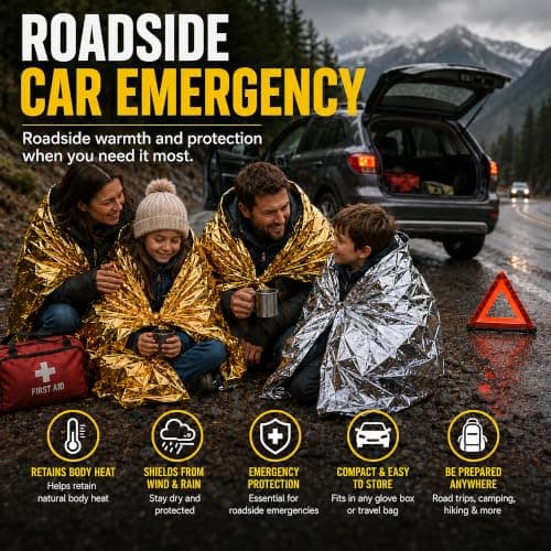 Emergency Rescue Foil Blankets (10 Pack), Thermal Mylar, Waterproof — view 4