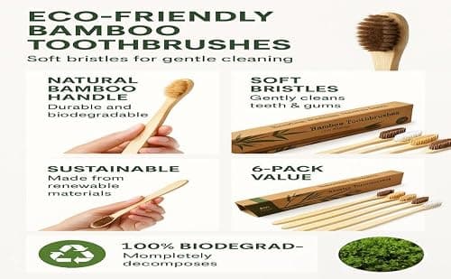 3-Pack Eco-Friendly Bamboo Toothbrushes – Organic, Biodegradable, BPA-Free with Medium Soft Bristles | Sustainable Zero-Waste Family & Travel Gift — view 3