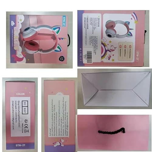 YUSONIC Unicorn Headphones for Girls, Unicorn Bluetooth Headphones Foldable for Girl Toddlers Tablet/pad/Amazon fire,Light Up Kids Wireless Headphone Birthday Gifts (White) — view 2