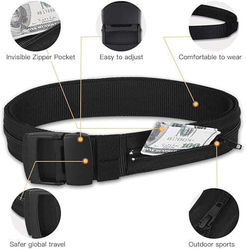 AGPTEK Travel Money Belt, Hidden Money Pouch, Anti-Theft Men Waist Wallet — view 4