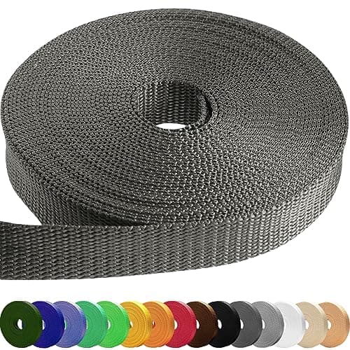 TECEUM 38mm Webbing Strap, Charcoal 9m Heavy Duty Fabric Tape for Craft