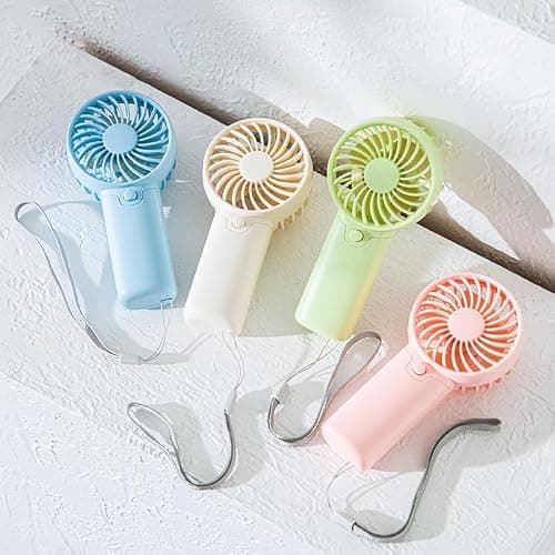 dididudi Handheld Fan 4 Pack Mini Portable Fan Small Hand Held Fans with Lanyard, Quiet Lightweight Battery Operated Pocket Fan for Travel, Outdoor, Home, Office, Summer Gifts — view 2