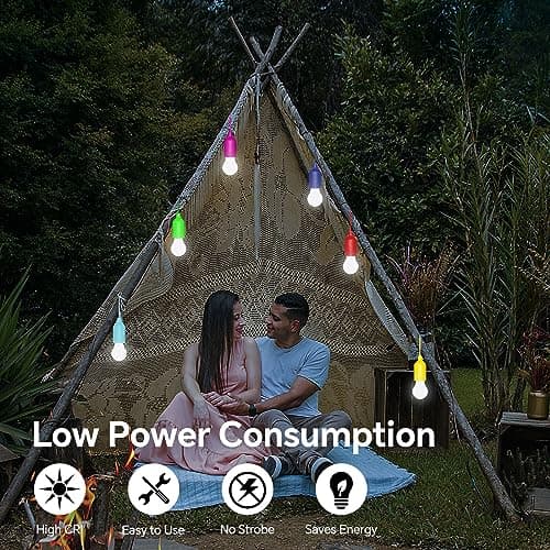 6 Pack LED Pull Cord Light Bulb, Battery Operated, Portable Hanging Pull Cord Lamp, for Wedding, Festival, Outdoor, Camping, Garden Parties, Decoration(Cold White) — view 5