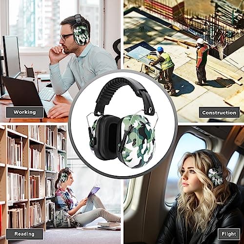 ProCase Ear Defenders Adults, NRR 28dB Noise Cancelling Headphones for Autism Kids Children, Hearing Protection Earmuffs, Sensory Headphones for Shooting Construction Mowing -Camogreen — view 6