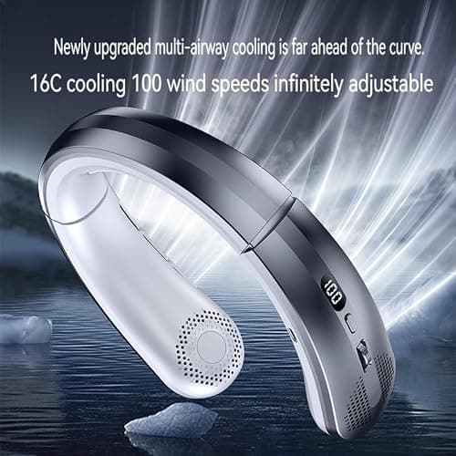 100-Speed Bladeless Neck Fan, USB-C Rechargeable & Ultra Quiet - Portable Cooling Fan for Work/Travel, Deep Space Grey — view 4