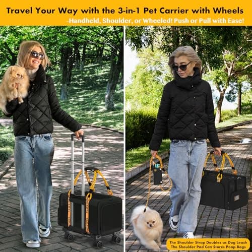 PAWZIDEA Expandable Rolling Cat Carrier with Wheels, Soft-Sided Pet Carrier — view 4