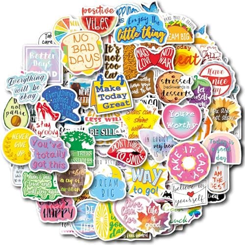 100 Pcs Motivational Stickers, Aesthetic Vinyl Decals with Inspirational Quotes for Laptop Scrapbook Suitcase Water Bottle Students Rewards