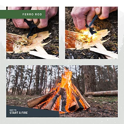 RKR OUTDOOR Ferro Rod Flint Fire Starter Kit with Handcrafted Wood Handle |12,000+ Strikes | Survival Flint and Steel Rods with Multi-Tool Striker and Paracord Neck-Wrist Lanyard for Your Camping Gear — view 5