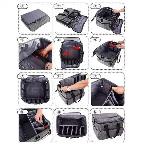 igadgitz home U7254 Knitting Bag, Yarn Storage Bag, Crochet Bag, Wool Storage Bag, Knitting Storage Organiser with Shoulder Strap 124cm (48.8") - Grey — view 5