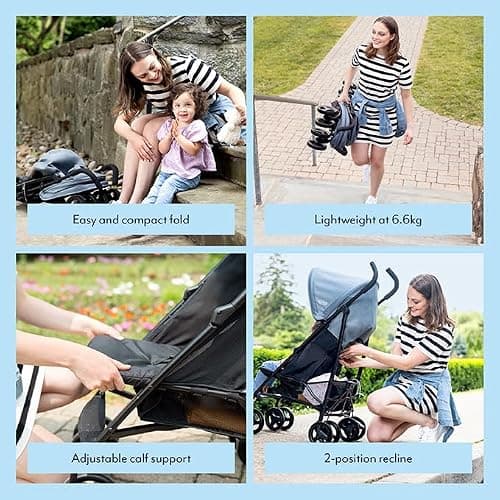 Graco EZLite, ultimate easy-to-use lightweight stroller at only 6.6kg for on-the-go families. Suitable from birth to approx. 3 years (0-15kg), Stormy fashion — view 3