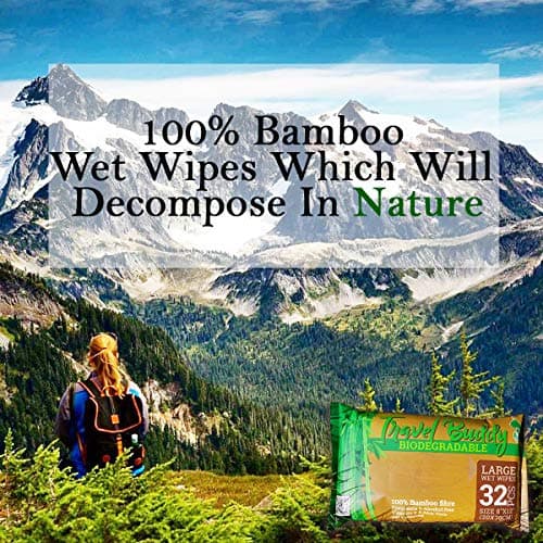 Ace Travel Buddy Large Body Wet Wipes - No Rinse Bath Or Shower Bamboo Wipe - Gym, Travel, Camping, Backpacking, Hiking, Pets, Festival Essentials/Accessories, 32 Wipes(8"X12"/20X30CM) — view 2