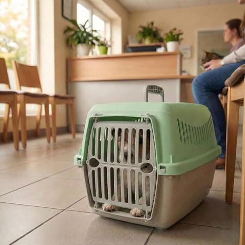 URBNLIVING Transportini Pet Carrier Travel Crate for Cats & Small Dogs | Portable Lightweight Cage with Ventilation | Pastel Design - Large - Green — view 5