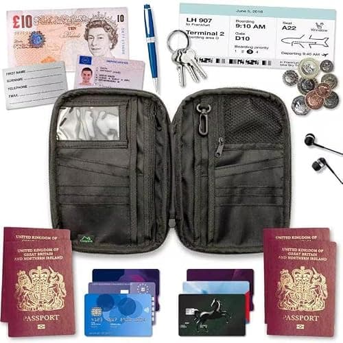 CampTeck U6681 Travel Wallet Passport Holder & RFID Faraday Signal Blocking Organiser Pouch for Credit Debit Cards, IDs, Documents, Money, Ticket, Key - Black — view 4