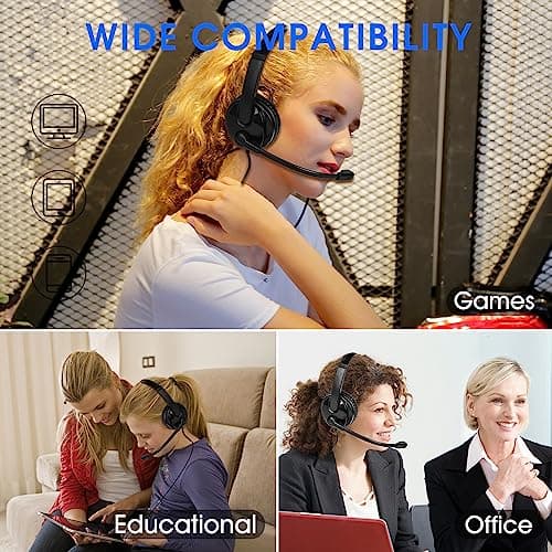 Venker EL U17D 3m Length Noise Cancelling Headset - Stereo Headphone for PC, Laptop USB/3.5mm, Multi-Use Earphone for Call Center (Pack of 2) — view 2