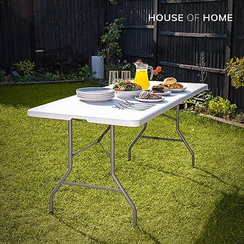 House of Home 6ft Folding Picnic Table Heavy Duty Seats 8, White — view 2