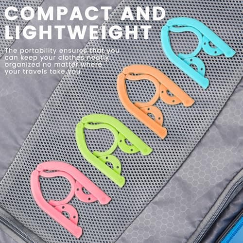 GOWTX 12 Pack Foldable Travel Hangers, Anti-Slip Coat Hanger with 4 Clips — view 3