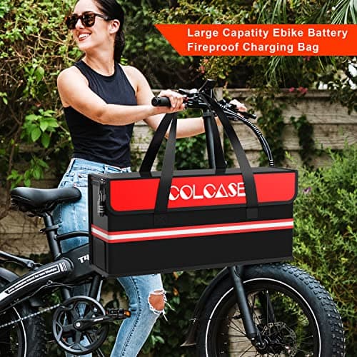 COLCASE Lipo Safe Bag Fireproof Explosionproof Ebike Battery Storage Bag and Lipo Battery Charging Bag with Combination Lock Silicone Coated Fireproof Bag (20 x 5.5 x 9 in) — view 4