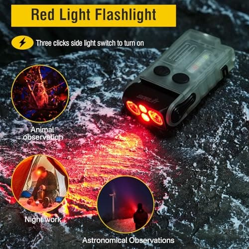 BORUIT V20 Small Torches LED Super Bright 1000 Lumen, 180° Swivels EDC Keyring Torch, 110dB Buzzer, 13 Modes Mini USB C Rechargeable Pocket Flashlight with COB Light, Clip, Magnetic(White) — view 4