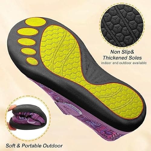 JIASUQI Slippers for Women Wide Barefoot Swollen Edema Diabetic Shoes Indoor Outdoor Adjustable House Shoe Cozy Walking Shoe(Boxipurple 40,Size 6) — view 4