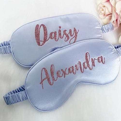 Personalised Sleep Silk Satin Eye Mask Custom Any Name Rest Sleeping Relaxing Mask Gift for Her Mothers Day Birthday Bridesmaid Hen Bridal Christmas Party Gift Favours Present — view 3