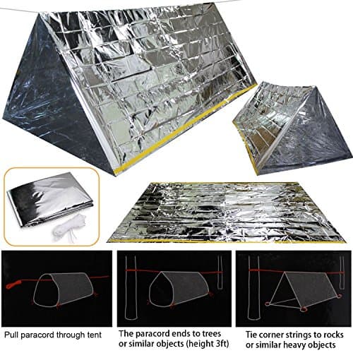 WADY 3-In-1 Emergency Survival Blanket, Tent, Sleeping Bag - Heat Reflective Waterproof Mylar Emergency Thermal Shelter Tube Tent, Sleeping Bag, Blanket Survival Kits for Camping Hiking — view 5