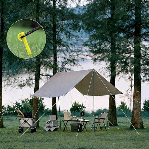 20 PCS Plastic Tent Pegs Heavy Duty Tent Pegs Yellow Camping Spike Hook Durable & Lightweight Ideal for Camping Caravans Gardens 14.5cm Length — view 6