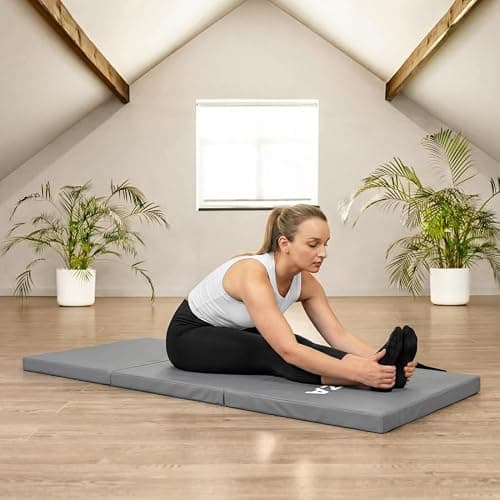 FORZA Tri-Folding Yoga Mat – PU Leather Folding Exercise Mat with Carry Handles – 6ft x 2ft Workout Mat for Yoga, Pilates & Stretching (FORZA Tri-Folding Yoga Mat)
