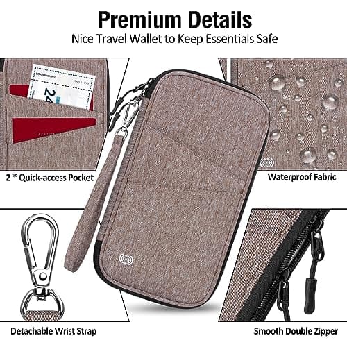 LUROON Passport Holder Travel Wallet, Family Passport Wallet RFID Blocking Waterproof Travel Document Organiser for ID Card Flight Tickets Money Coins Phone Keys — view 4