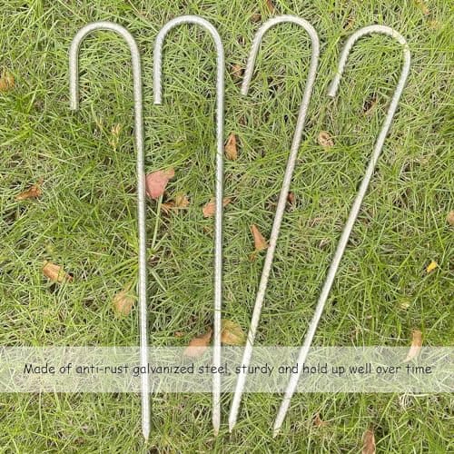 16" Heavy Duty Galvanised Steel Ground Rebar Stakes, Ground Stakes J Hooks Ground Anchors for Marquees, Gazebos, Castles, Tents, Trampolines, Bouncy, Camping, Football Nets(40CM 8 Pack) — view 3