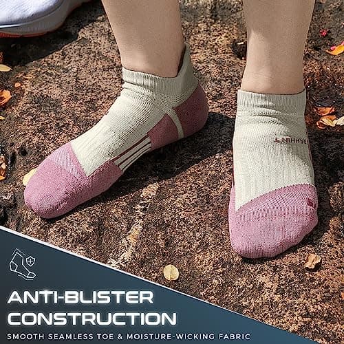 Rahhint Pro Coolmax Anti-Blister Cushioned Running Socks Ankle Compression for Women and Men, Lightweight Summer Marathon Walking Training (3 Pairs) — view 4