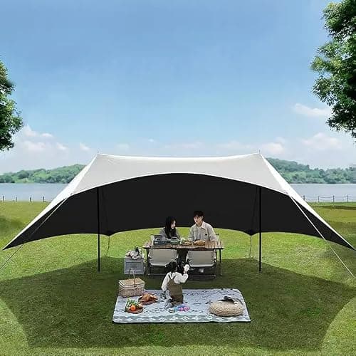 HipierFx 3x5m Portable Beach Tent Beach Canopy with 2 Poles Camping Tarp for Beach Grass — view 2