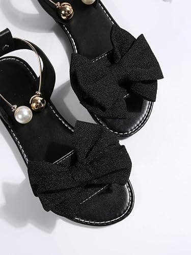 Women's Bow Flat Sandals, Open Toe Slip-On Ankle Strap Summer Dressy Shoes for Party, Wedding, Beach (burgundy,6) — view 6