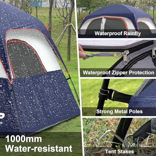 CAMPROS CP 4-6 Person Tent, Waterproof Family Camping Tent with Rain Cover — view 3