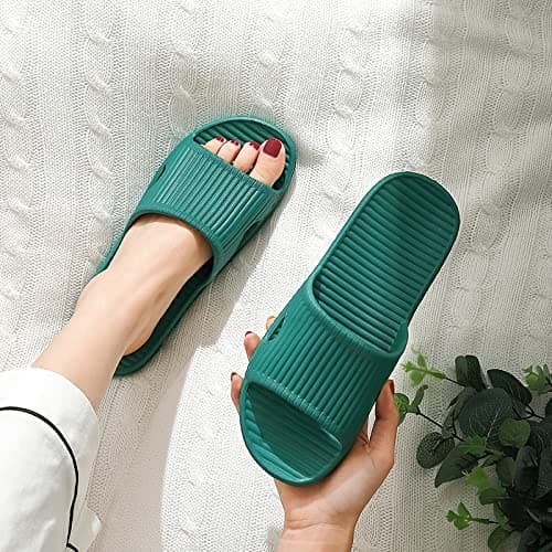 JIJIe Shower slipper,Slippers for Women bathroom or indoor use, anti-slip （Dark Green UK5/5.5 EU38/39 — view 2
