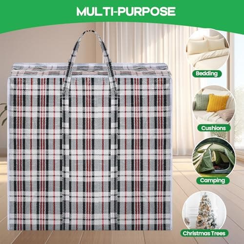 Rainberg 5 PACK JUMBO Storage Bags, 80 x 60cm Strong and Durable Holds up to 35kg, Reusable Laundry Bags with Double Zips, Ideal for Laundry, Moving House, Clothing & Wardrobe Storage — view 4