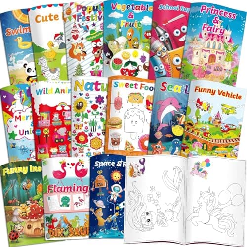 Kalysky 15 Pack Colouring Books for Children, A5 Kids Colouring Books
