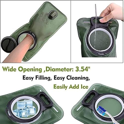 Hydration Bladder 2 Liter Leak Proof Water Reservoir, Military Water Storage Bladder Bag, BPA Free Hydration Pack Replacement, for Hiking Biking Climbing Cycling Running (fresh green) — view 3