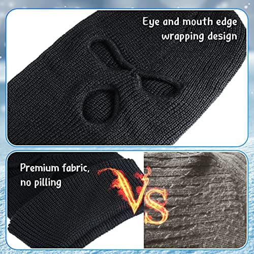 BBTO 1 Pcs 3 Hole Knitted Balaclava, Thermal Winter, Black — view 3