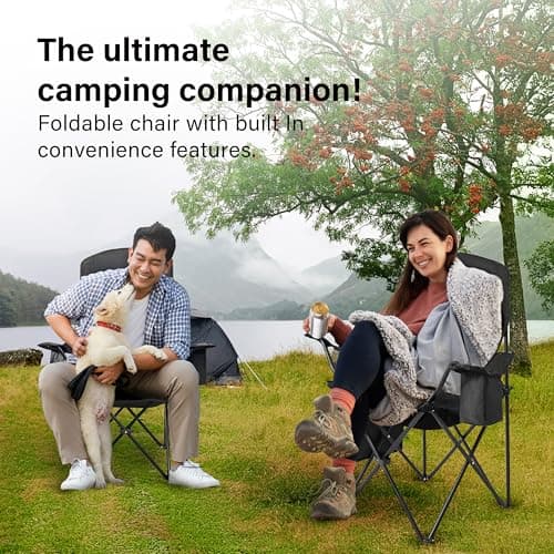 Vivo Technologies Camping Chair with Cooler Bag and Cup Holder Lightweight 120kg Capacity Foldable Fishing Chair Perfect for Fishing, Picnics, Travel, and Outdoor Adventures. — view 3