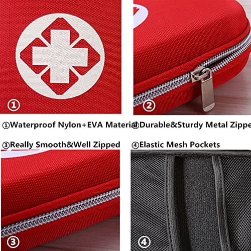 First Aid Kit Bag Empty Waterproof Medications Organizer Portable EVA First Aid Supplies Package Compact Lightweight Emergency Survival Rescue Cases Medical Kit for Home Car Travel Outdoor (Red) — view 4